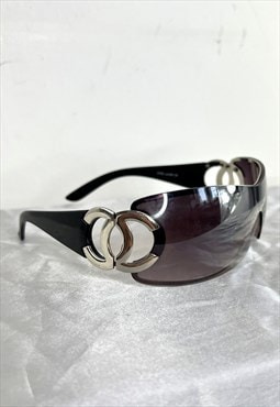 Vintage Y2k Sunglasses Rimless Wrap Visor 90s Large 