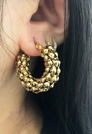 TEXTURED CHUNKY HOOP EARRINGS GOLD