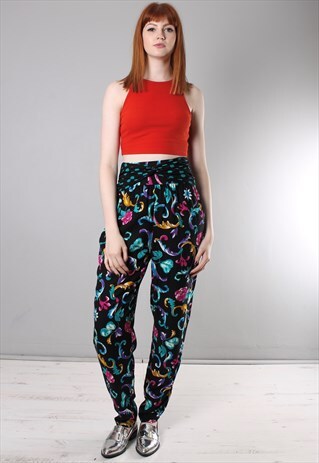 VINTAGE 80S PATTERNED HIGH WAISTED TROUSERS