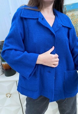 Vintage 50s Mod oversized blue coat jacket