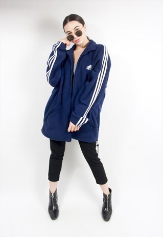90'S RETRO BLUE OVERSIZED FLEECE JACKET