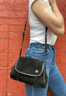 90S Small Suede & Leather Cross Body Bag