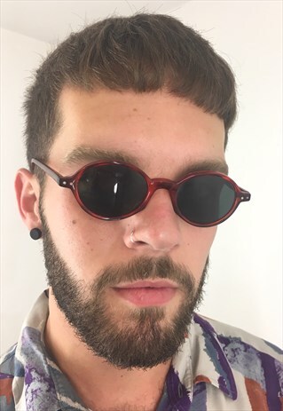 VINTAGE RARE 90S BROWN OVAL SUNGLASSES