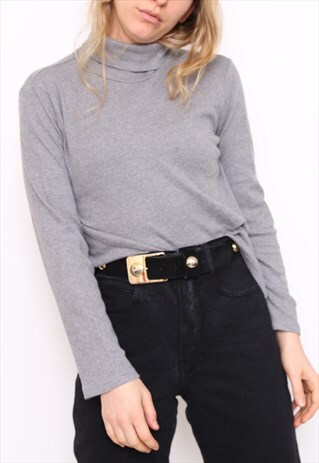 VINTAGE 90S GREY TURTLE POLO HIGH NECK TOP