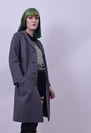 VINTAGE 60'S GREY HANDMADE COAT JACKET MAC SIZE MEDIUM