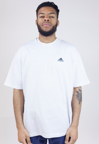 VINTAGE 90'S ADIDAS WHITE V-NECK T-SHIRT