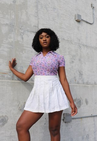 90'S PATTERN LAVENDER TOP BY MIXED CLOTHING COMPANY SZ S