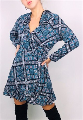 VINTAGE REWORKED FRILL WRAP DRESS