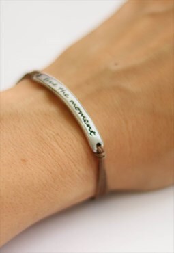 Live the moment bracelet women silver brown minimalist