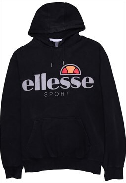 Vintage 90's Ellesse Hoodie Sportswear Spellout Black XLarge