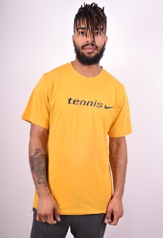 NIKE MENS VINTAGE T-SHIRT TOP MEDIUM YELLOW 90'S