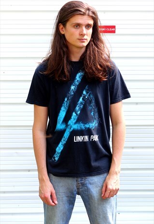 VINTAGE NAVY GRAPHIC LINKIN PARK PRINT T-SHIRT