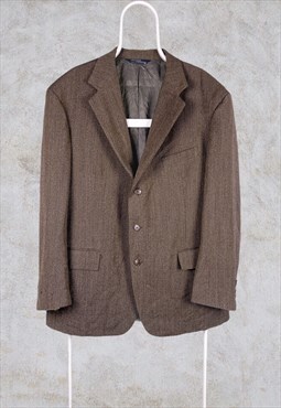 Vintage Polo Ralph Lauren Blazer Tweed Jacket Brown XL 48