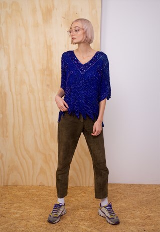 VINTAGE SEQUIN TOP IN BLUE