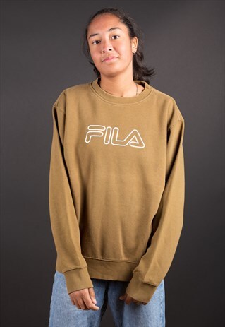 BROWN BIG LOGO SPELL OUT FILA SWEATSHIRT