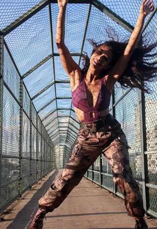 HOLOGRAPHIC BODYSUIT WITH CUT OUT DETAIL PURPLE