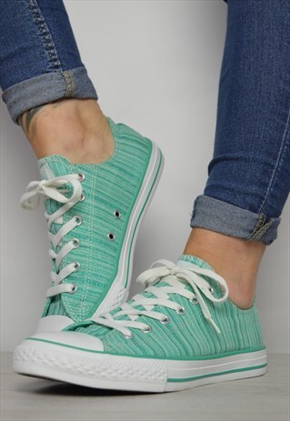 VINTAGE 90S CONVERSE GREEN SPARKLY STRIPED OX SHOES PREPPY