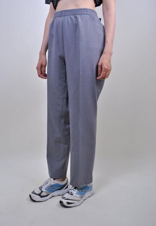 80S GRAY SUIT PANTS, VINTAGE EVENING FORMAL TROUSERS
