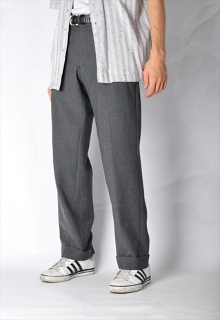 VINTAGE 90S GREY WOOL BLEND PANTS