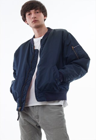 VINTAGE POLO JEANS RALPH LAUREN MA-1 BOMBER 90S NAVY BLUE
