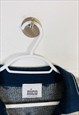 VINTAGE CHUNKY KNIT JUMPER BLUE GREY ABSTRACT PATTERNED