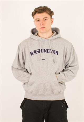VINTAGE GREY NIKE WASHINGTON HOODIE PULLOVER LARGE