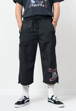 Y2K vintage capri pants in black printed