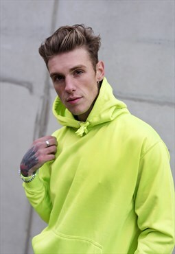 54 Floral Premium Blank Pullover Hoody - Neon Yellow