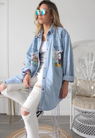 VINTAGE JEANS DENIM PRINTED SNOW WHITE