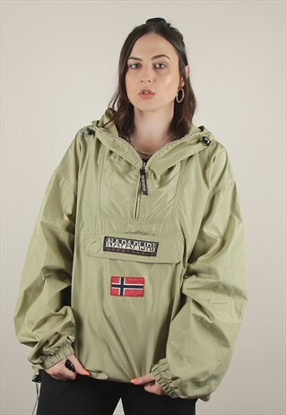 VINTAGE NAPAPIJRI PULLOVER BEIGE WINDBREAKER /A1028