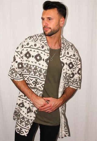 VINTAGE OVERSIZED AZTEC PRINT SHIRT