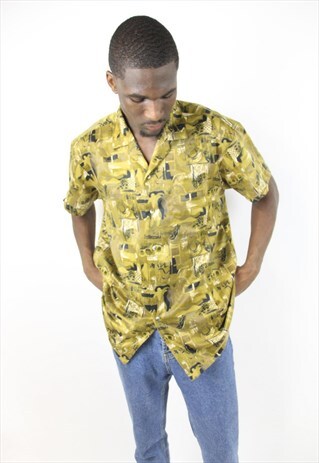 VINTAGE ABSTRACT 90'S PATTERNED SHIRT
