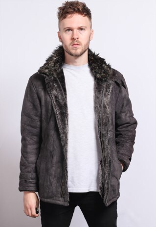 VINTAGE FAUX SUEDE AVIATOR JACKET