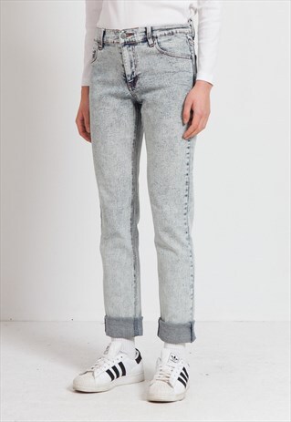 VINTAGE BLUE CHEAP MONDAY ACID WASHED DENIM JEANS