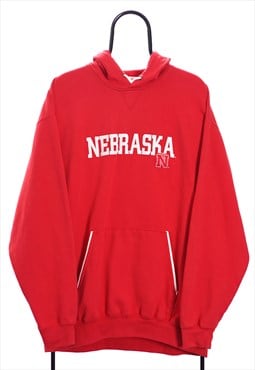 Vintage Red Nebraska Huskers NCAA Hoodie Mens