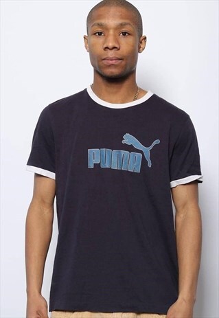 VINTAGE PUMA BIG LOGO T-SHIRT NAVY BLUE