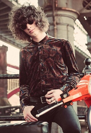 THE MARRIOTT NAVY VELVET PAISLEY SHIRT