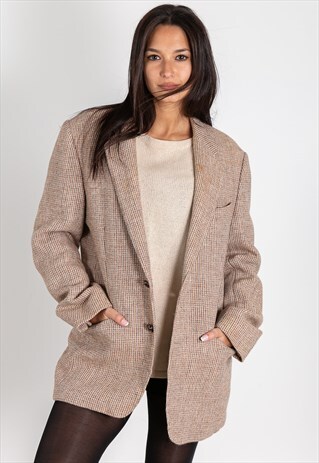 VINTAGE 80S HARRIS TWEED BLAZER JACKET / S9495