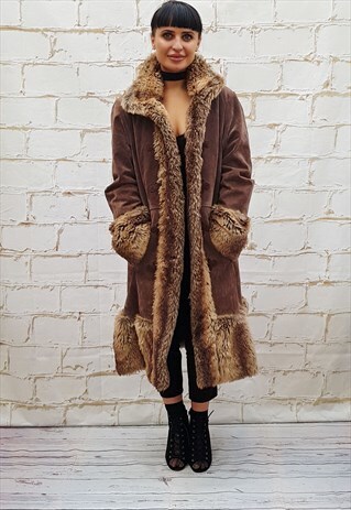 VINTAGE BEIGE SUEDE/SHEEPSKIN AFGHAN COAT