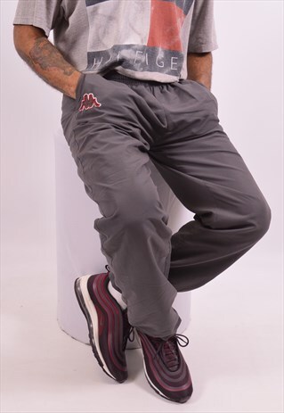 KAPPA MENS VINTAGE TRACKSUIT TROUSERS XL GREY 90S