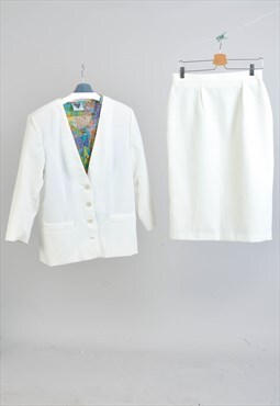Vintage 90s co-orddinates suit in white