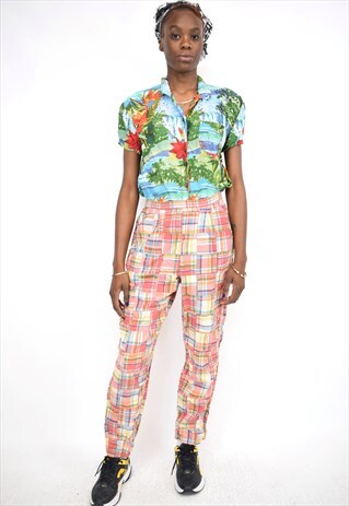 VINTAGE 90S RED CHECK TROUSERS