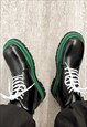 GRUNGE LACE UP BOOTS GREEN PLATFORM SHOES CHUNKY SOLE BLACK