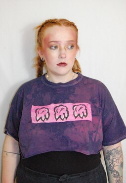 Pink And Purple Bleached Tee Punk Grunge Tooth Patch XL