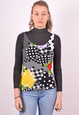VERSACE WOMENS VINTAGE VEST TOP SMALL MULTI 90S