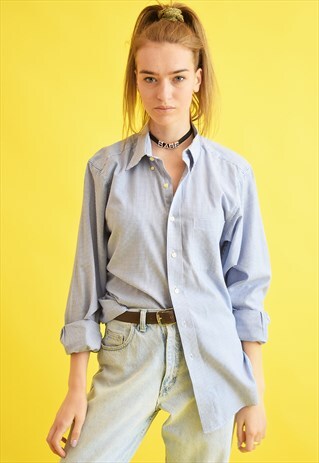 90'S RETRO CHECKED OVERSIZED BOYFRIENDS SHIRT TOP