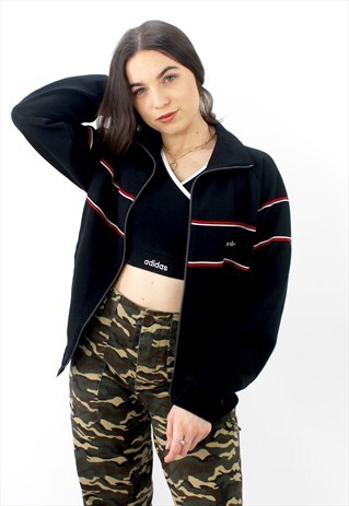 90'S RETRO BLACK OVERSIZED TRACK JACKET