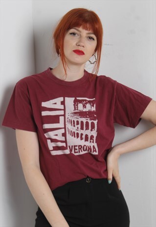 VINTAGE ITALY TOURIST WEAR T-SHIRT MAROON