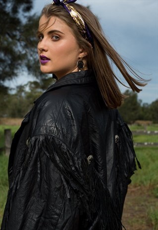 VINTAGE 80'S - 90'S SUEDE FRINGE LEATHER JACKET