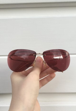 WOMENS VINTAGE 80S 90S FENDI SUNGLASSES OVAL RED LENS
